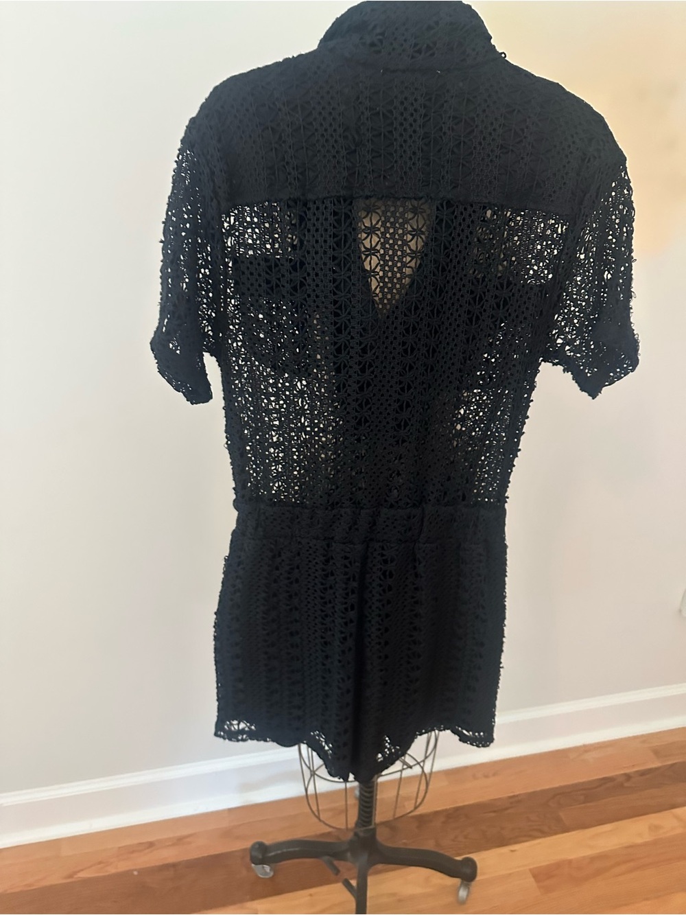 HYFVE Black Crochet Short Sleeve Romper - Picture 6 of 6